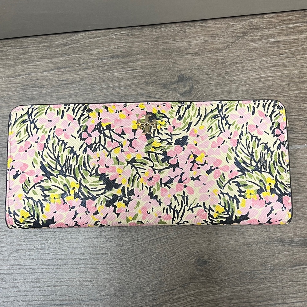 Tory Burch Pink Floral Long Wallet